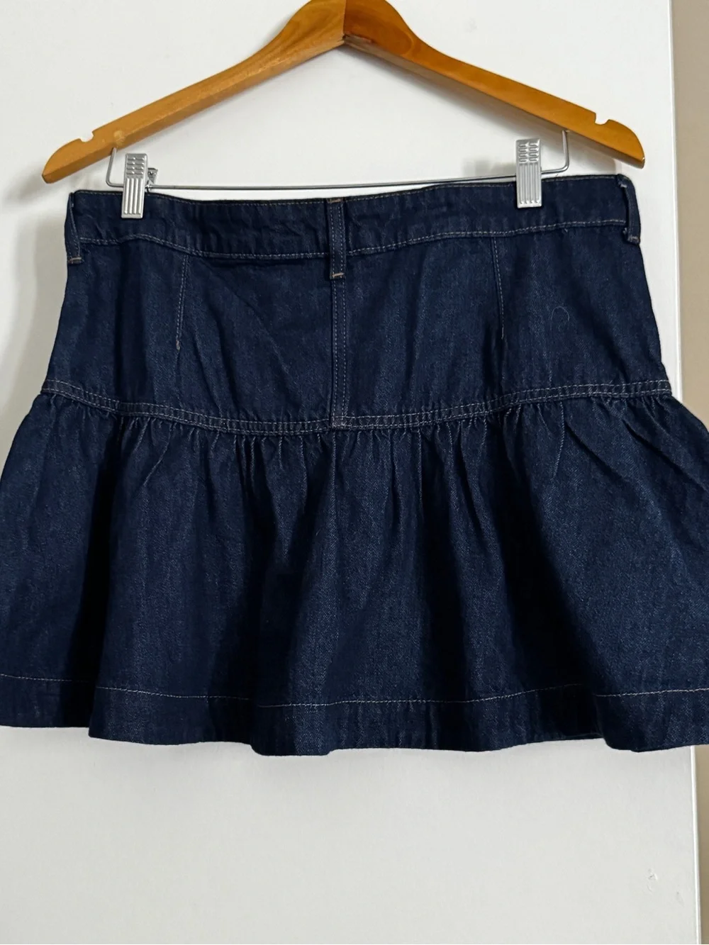 H&M Dark Blue Denim Ruffled Hem Mini Skirt